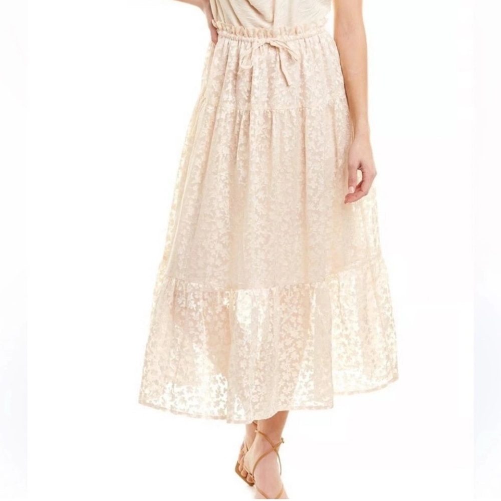Sabina Musayev Anouk Skirt Size XS Floral Burnout Partial Lined Tiered Midi